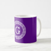 Mug Monogramme initial du cadre de ligne clé grecque v (Devant droit)