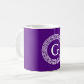 Mug Monogramme initial du cadre de ligne clé grecque v (Devant gauche)