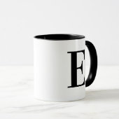 Mug Monogramme initial E noir personnalisé blanc  (Devant droit)