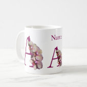 Mug Monogramme Initial Élégant A Orchidée Personnalisé (Devant gauche)