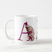 Mug Monogramme Initial Élégant A Orchidée Personnalisé (Gauche)