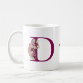 Mug Monogramme Initial Élégant Orchidée D Personnalisé (Gauche)