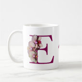 Mug Monogramme Initial Élégant Orchidée E Personnalisé (Gauche)