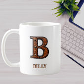 Mug Monogramme initial en cuir occidental travaillé B
