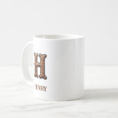 Mug Monogramme initial en cuir occidental travaillé H (Devant gauche)