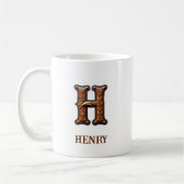 Mug Monogramme initial en cuir occidental travaillé H (Gauche)