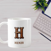 Mug Monogramme initial en cuir occidental travaillé H