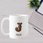 Mug Monogramme initial en cuir occidental travaillé J