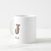 Mug Monogramme initial en cuir occidental travaillé J (Devant gauche)