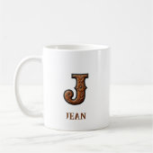 Mug Monogramme initial en cuir occidental travaillé J (Gauche)