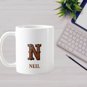 Mug Monogramme initial en cuir occidental travaillé N