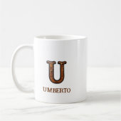 Mug Monogramme initial en cuir occidental travaillé U (Gauche)