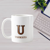 Mug Monogramme initial en cuir occidental travaillé U