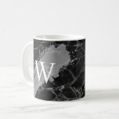 Mug Monogramme Initial En Marbre Noir (Devant gauche)