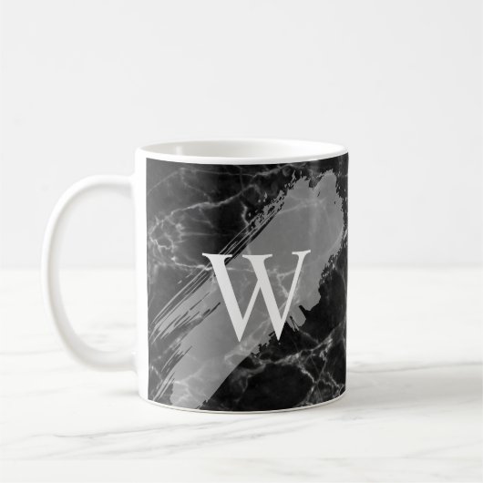 Mug Monogramme Initial En Marbre Noir (Gauche)