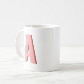 Mug Monogramme Initial en Typographie Rétro Rose et Or (Devant gauche)