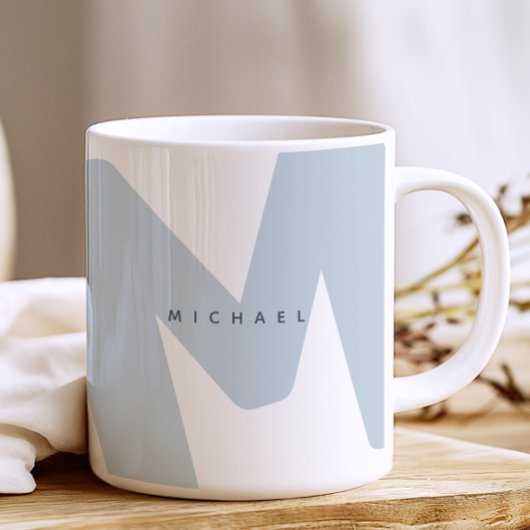 Mug Monogramme Initial et Nom Détaillé de Style Modern