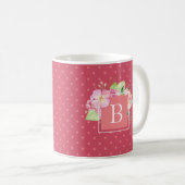Mug Monogramme Initial Floral Aquarelle Féminin Rose (Devant droit)