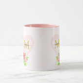 Mug Monogramme Initial Floral Rose Aquarelle Rose (Centre)