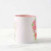 Mug Monogramme Initial Floral Rose Aquarelle Rose Clai (Centre)