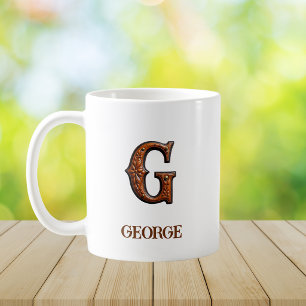 Mug Monogramme Initial G Cuir Occidental Travaillé