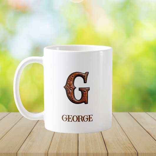 Mug Monogramme Initial G Cuir Occidental Travaillé