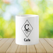 Mug Monogramme Initial Géométrique Élégant C