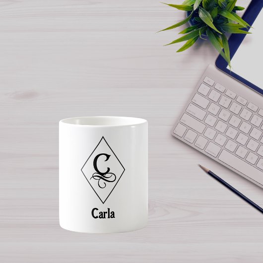 Mug Monogramme Initial Géométrique Élégant C