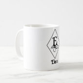 Mug Monogramme Initial Géométrique Élégant E (Devant gauche)