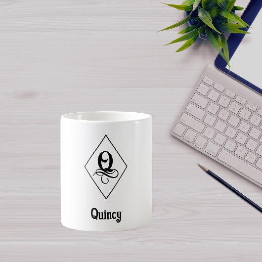 Mug Monogramme Initial Géométrique Élégant Q