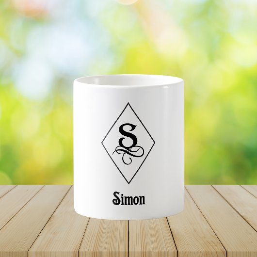 Mug Monogramme Initial Géométrique Élégant S