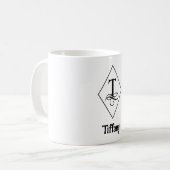 Mug Monogramme Initial Géométrique Élégant T (Devant gauche)