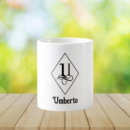 Mug Monogramme Initial Géométrique Élégant U