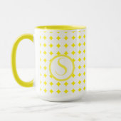 Mug Monogramme Initial Jaune Clair Diamants Moderne (Gauche)