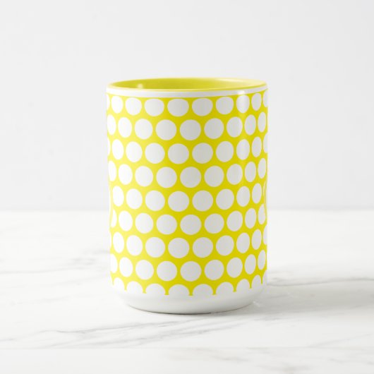 Mug Monogramme Initial Jaune Clair Points Blancs (Centre)