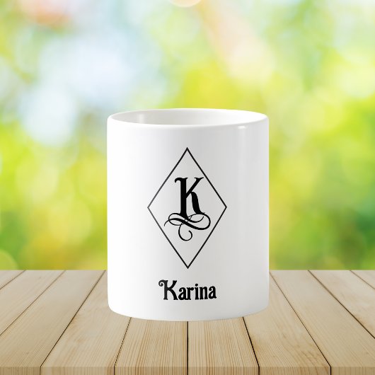 Mug Monogramme Initial K Géométrique Élégant