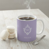 Mug Monogramme initial lavande dans un vieux violet cr