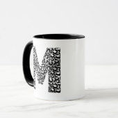 Mug Monogramme initial M gris argent et noir (Devant gauche)