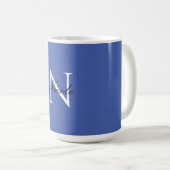 Mug Monogramme initial manuscrit propre nom bleu (Devant droit)