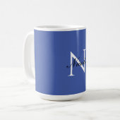 Mug Monogramme initial manuscrit propre nom bleu (Devant gauche)