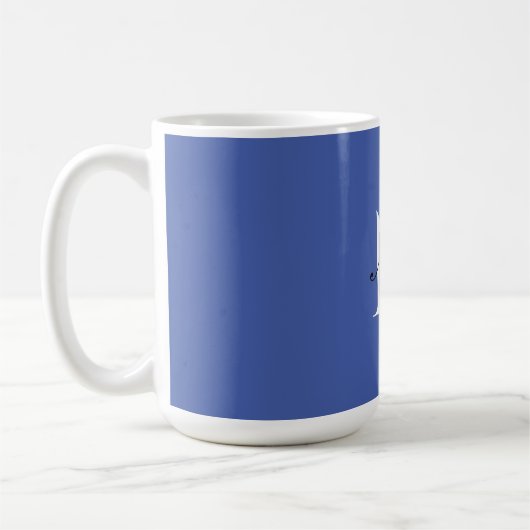 Mug Monogramme initial manuscrit propre nom bleu (Gauche)