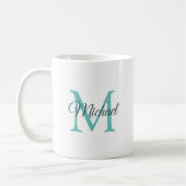 Mug Monogramme initial Modèle clair Turquoise blanc te (Gauche)