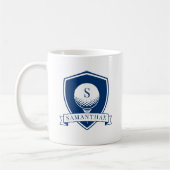 Mug Monogramme Initial Moderne Bleu et Blanc Minimalis (Gauche)
