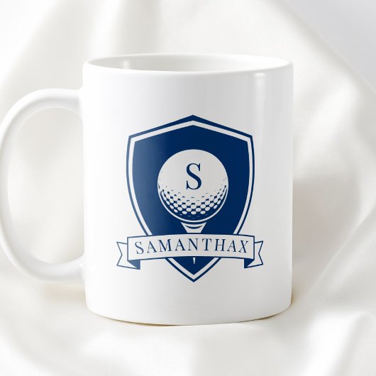 Mug Monogramme Initial Moderne Bleu et Blanc Minimalis
