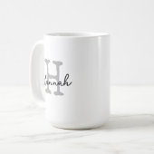 Mug Monogramme Initial Moderne Typographie Machine à É (Devant gauche)