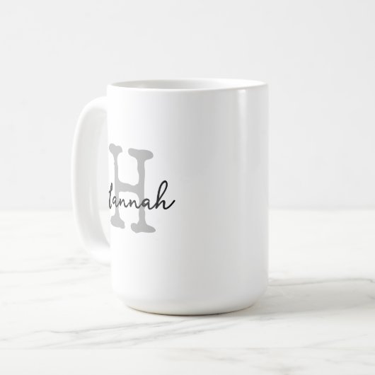 Mug Monogramme Initial Moderne Typographie Machine à É (Devant gauche)