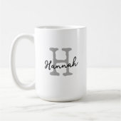 Mug Monogramme Initial Moderne Typographie Machine à É (Gauche)