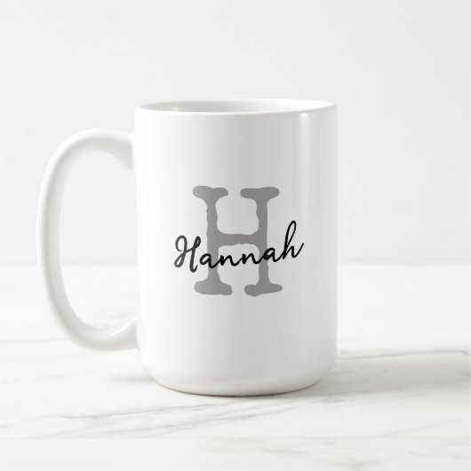 Mug Monogramme Initial Moderne Typographie Machine à É (Gauche)