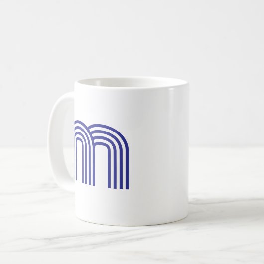 Mug Monogramme Initial Monogrammé Bleu Moderne Simple (Devant gauche)
