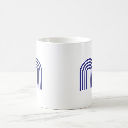 Mug Monogramme Initial Monogrammé Bleu Moderne Simple  (Centre)